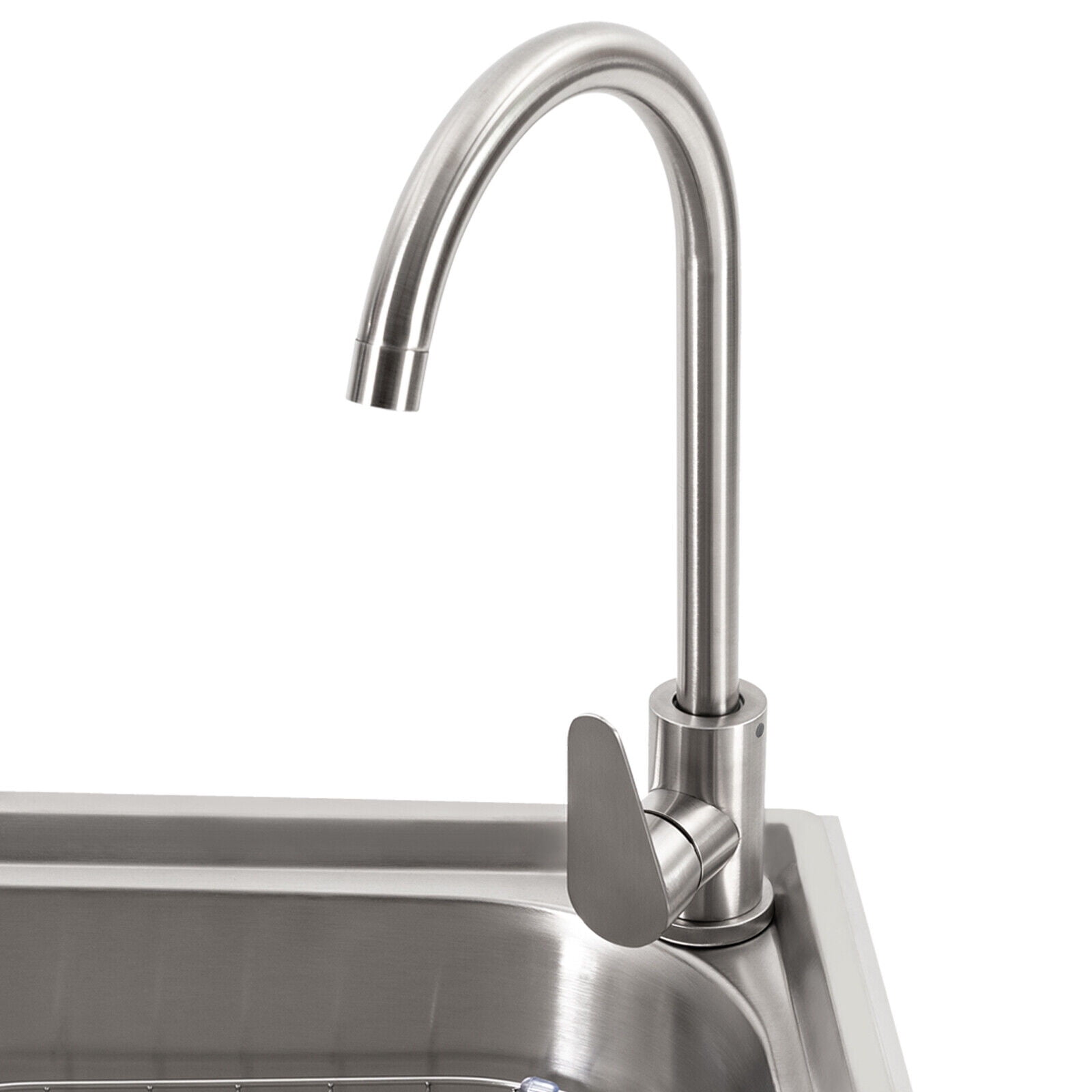 Miumaeov Commercial Single Bowl Kitchen Utility Sink Freestanding Stainless Steel Hand Wash Basin with Stand & Faucet