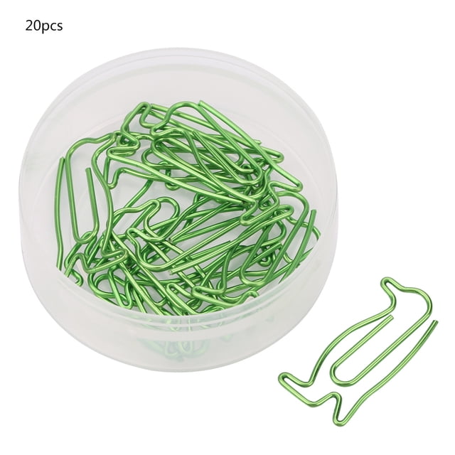 Paper Clips, Green Iron Non-skid Shape Clip Bookmark Marking Stationery School Supplies Suitable For Students Writer Reader With A Storage Box 20Pcs
