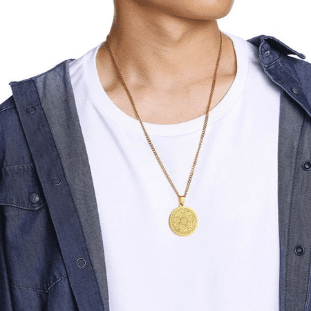 Men Necklaces, Seals Of The Seven Archangels Pendant ,14K Gold Gabriel Zadkiel Jewelry Gift with 24 inch