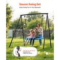 thumbnail image 2 of VEVOR Swing Set for Backyard, 40 in Saucer Swing Seat with Heavy Duty A-Frame Metal Stand, 440 lbs Load Capacity, Reinforced with Spiral Ground Anchors, Swingset Outdoor for Kids, Black and Blue, 2 of 9