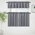 thumbnail image 2 of Haperlare Kitchen Curtain 30"W x 24"L Waffle Woven Textured Light Filtering Tier Curtains for Bathroom Cafe, Gray, 2 Panels, 2 of 8
