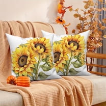 DaShan Sunflower Throw Pillow Covers 18x18 Set of 2,Rustic Farmhouse Linen Pillows Case for Bedroom Sofa Couch