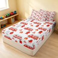 thumbnail image 3 of Erosebridal Fire Truck Zipper Twin Comforter Sets with Fitted Sheet and 2 Pillowcases, Fire Engine Zipper Bedding Set, White Red, Reversible, 3 of 7