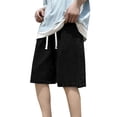 thumbnail image 3 of Migroa Men's Denim Shorts Baggy Jean Shorts Elastic Drawstring Waist Baggy Jorts Streetwear Summer Casual Loose Fit Wide Straight Leg Jorts Black L, 3 of 8
