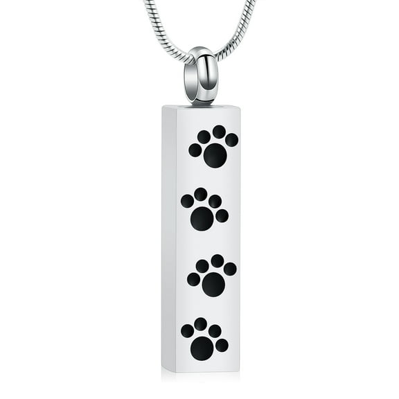 Pet Paw Print Urn Necklace for Ashes Bar Cremation Necklace for Ashes Memory Jewelry for Women Men for Dog/Cat Pet Memorial Keepsake Jewelry