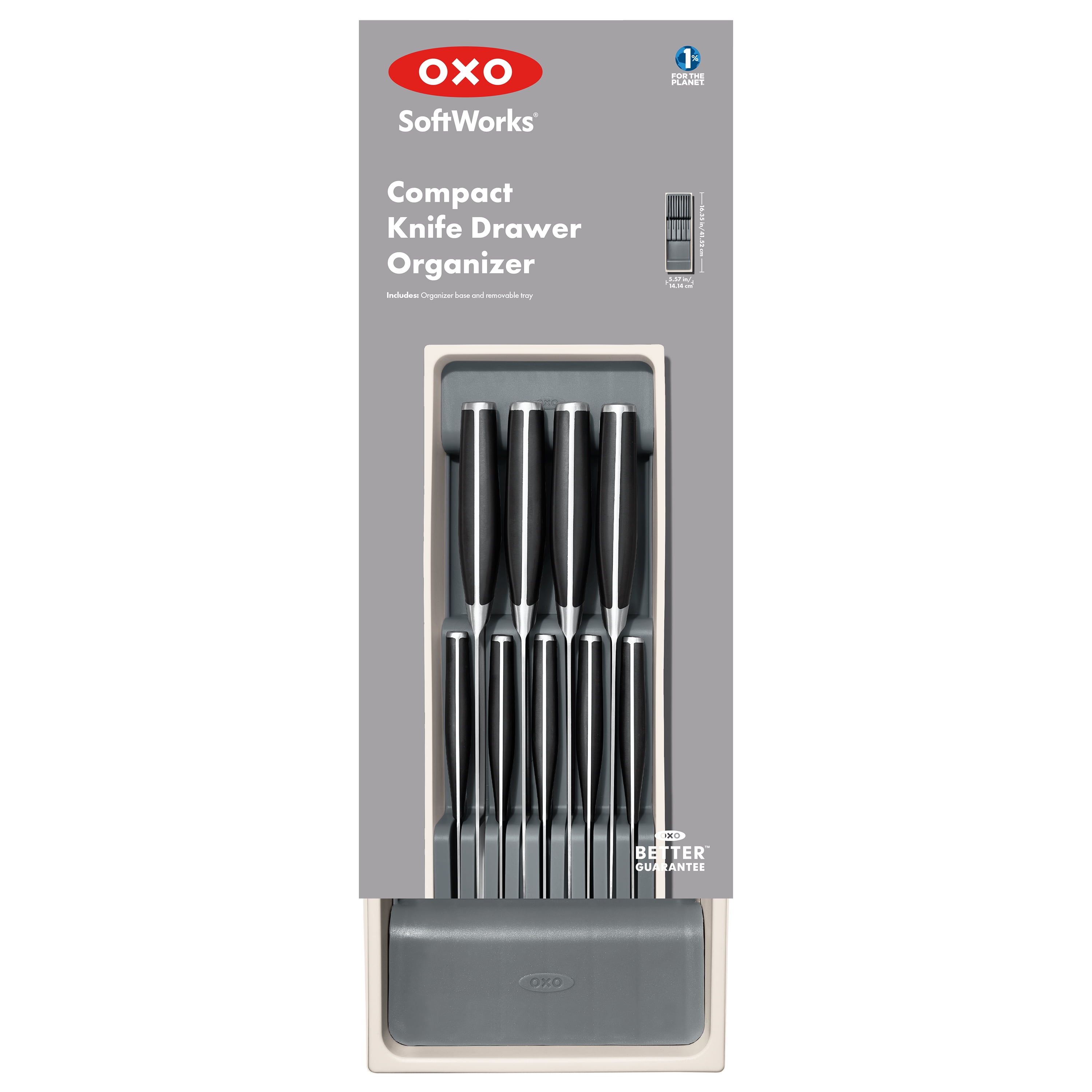 (2 pack) OXO Compact Knife Drawer Organizer, Gray