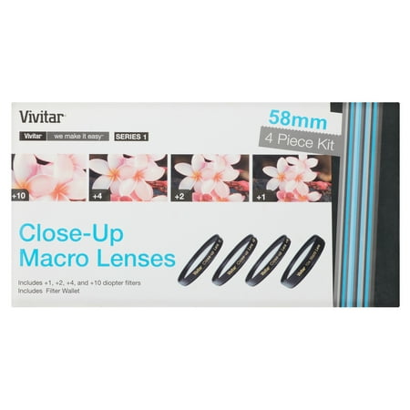 UPC: 0681066134221 | Vivitar +1 +2 +4 +10 Close-Up Macro Filter Set with Pouch  58mm