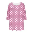 thumbnail image 6 of successthop Plus Size Blouses for Women 3/4 Sleeve Tunic Top Crewneck Curved Hem Shirt Polka Dots Shirts Loungewear, 6 of 6