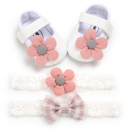 

Toyella Baby Hair Band Headwear Baby Shoes Toddler Shoes White 12cm