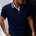 thumbnail image 4 of Ceisia Men's Regular Fit Contrast Trim Jacquard Short Sleeve Turndown Collar Casual Polo Shirt Gifts, 4 of 8