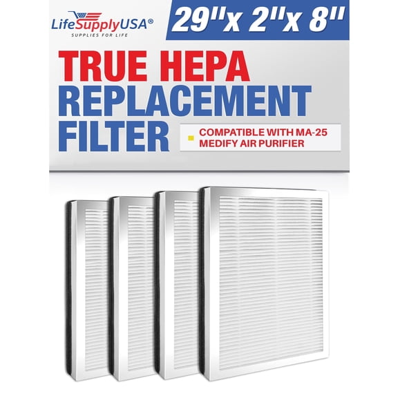 True HEPA Filter Replacement Compatible With MA-25 Medify Air Purifier by LifeSupplyUSA (4-Pack)