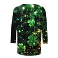 thumbnail image 5 of Lolmot T-Shirt à Col Rond Imprimé de la Saint-Patrick pour Femmes, Manches Trois Quarts 3/4, Coupe Ample, 5 of 5
