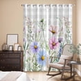 thumbnail image 3 of Spring Floral Kitchen Curtains 96 Inch Length, Wildflowers Herbs Summer Botanical Plaid Grommet Top Bedroom Living Room Curtains, Light Filtering Cafe Curtain Drapes 2 Panels Set 104''x96'', 3 of 9