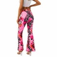 thumbnail image 4 of Owordtank Flare Pants for Women Floral Printed Flare Leg High Waisted Bell Bottom Pants, 4 of 7