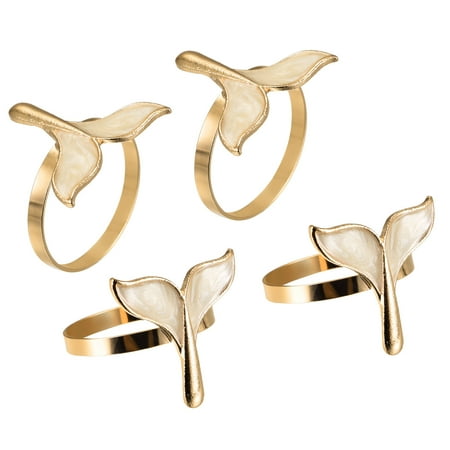 

Uxcell Napkin Rings 4 Pack 38mm Inner Diameter Fishtail Napkin Buckles Gold Tone