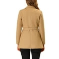 thumbnail image 4 of INSPIRE CHIC Women's Notched Lapel Long Sleeves Double Breasted Winter Trenchcoat XS Khaki, 4 of 7