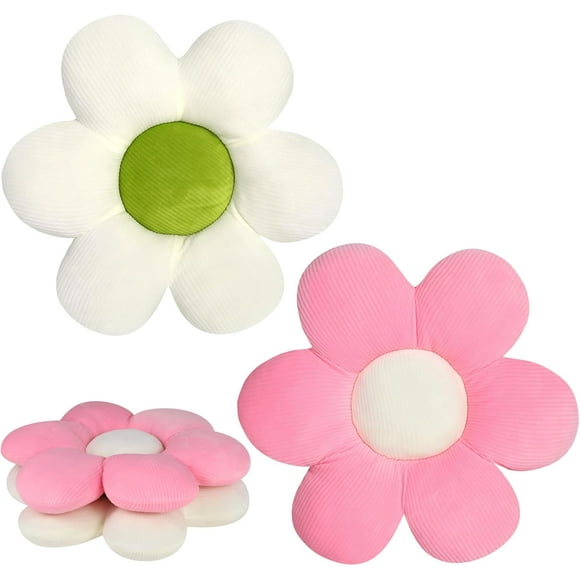 Lot de 2 Coussins à Fleurs 16 Po Coussin en Forme de Fleur Marguerite Coussin de Sol Coussins Décoratifs pour la Maison pour Lit Sofa Canapé