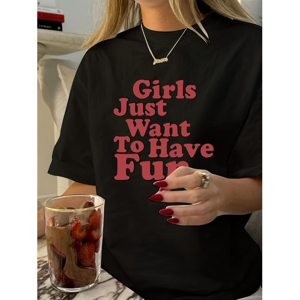 Women'S Knit T-Shirt with Graphic Print, Casual Crew Neck Short Sleeve Top, Alphabet Pattern, Regular Length, 95% 5% Spandex, All Season Wear Tee For Adult, Men, Women, Teen, Teenager, Adolescent, Yo