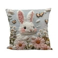 thumbnail image 2 of Aoznliie Easter Pillow Covers, Bunny Egg Print Faux Embroidery Decorative Pillow Case, Soft Flannel Square Throw Pillow Covers for Sofa Bed Couch, 18x18 Inches (Multicolor), 2 of 7