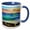 Blue/White, variant on 3drose, Turquoise and Blue Ocean Waves Image of Watercolor Painting, 11oz Two-tone Red Mug