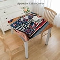 thumbnail image 2 of America Flag Table Cover,Fitted Tablecloth forTable Washable Elastic Stretch Patio Tablecloths, Blue Red Table Cloth for Cocktail, 2 of 7