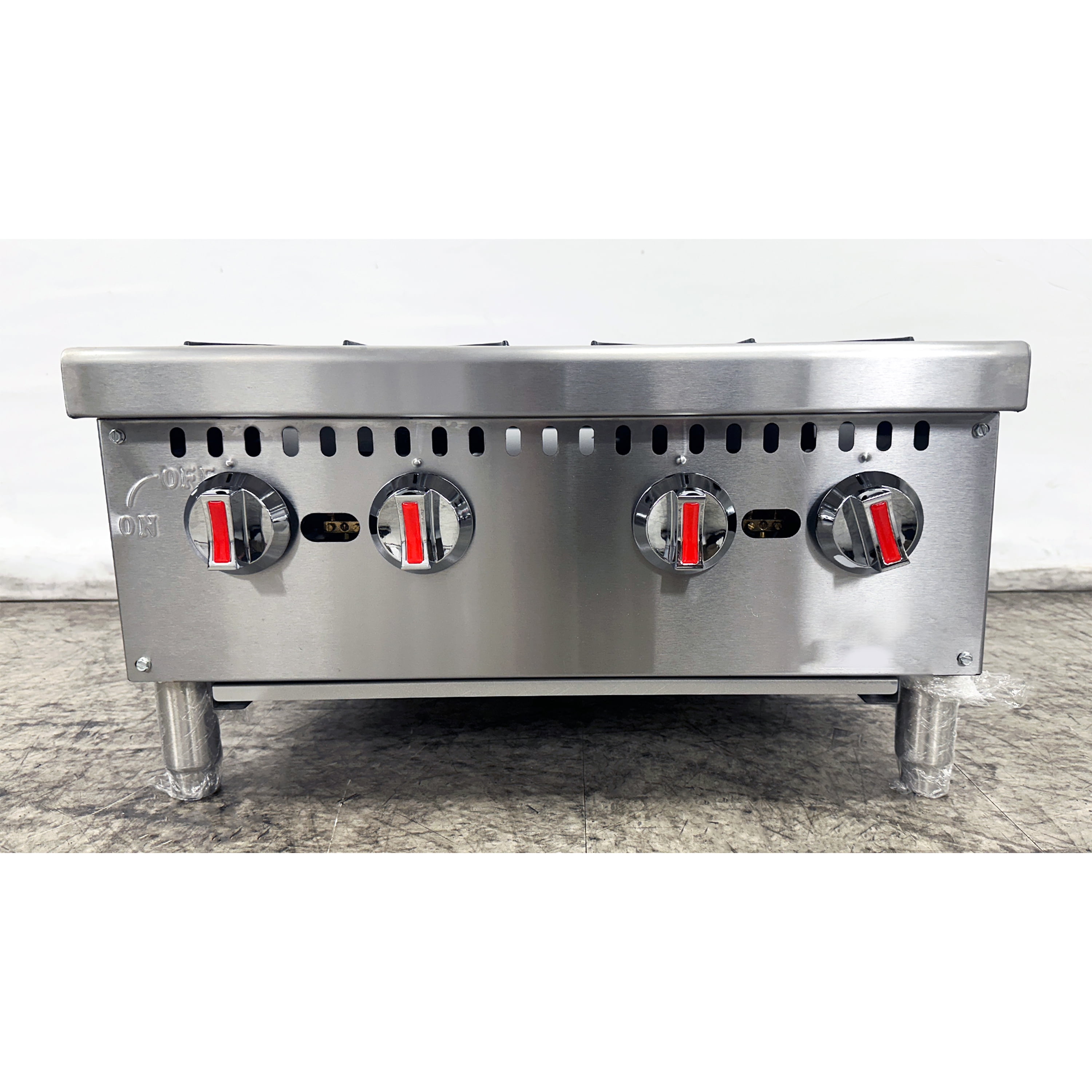 Commercial Gas Hot Plate 4 Burner – 120,000 BTU, Stainless Steel Countertop Range with Heavy Duty Cast Iron Grates, ETL & NSF Certified – Natural Gas & Propane Convertible
