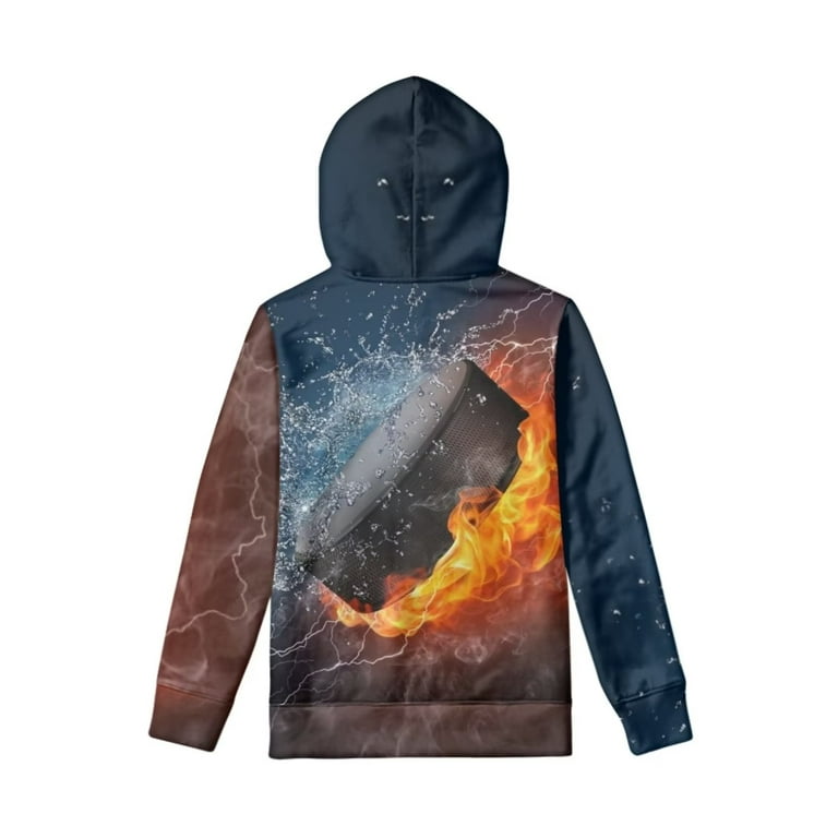 FKELYI Flame Soccer Cool Hoodies for Boys Size 8-10 Years Lightweight Youth  Round Neck Sports Pullover Elastic Sports Long Sleeve Sweatshirts