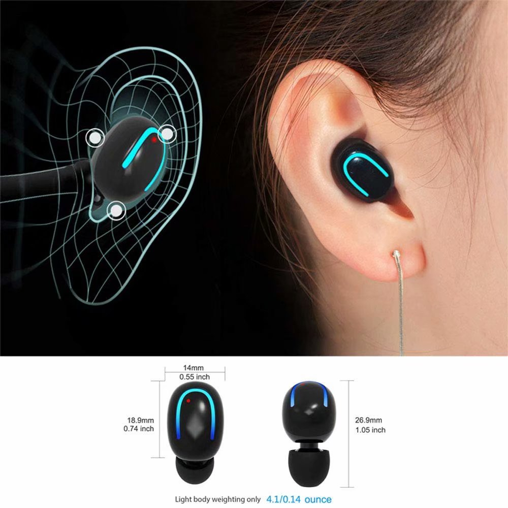 Bluetooth Earpiece Wireless Headphone Mini Invisible Earbud, 6 Hrs Playtime Tiny Smallest Headset Single Car Earphone with Mic for iPhone Samsung Galaxy (1 Piece) - image 2 of 7