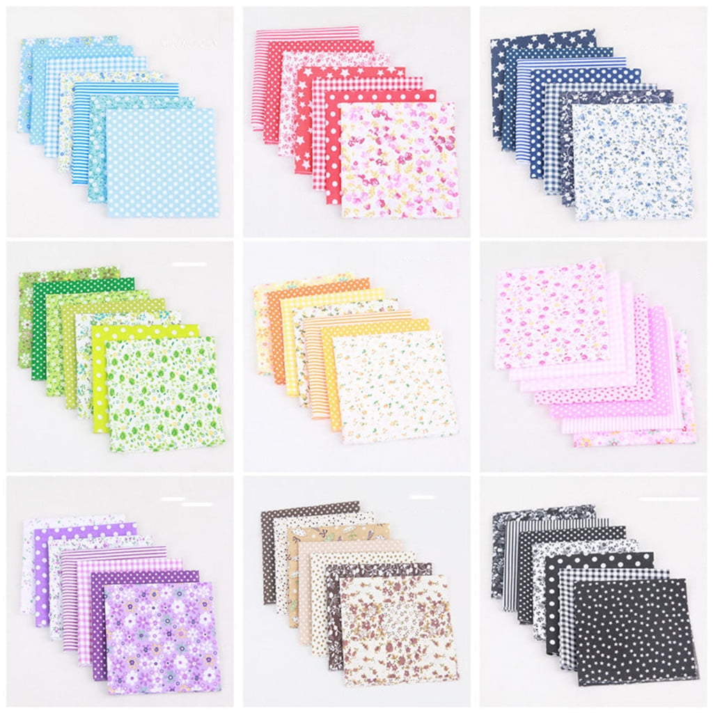 Darzheoy 7Pcs 10" x 10" Cotton Fabric DIY Making Supplies Quilting Patchwork Fabric Fat Quarter Bundles DIY for Quilting Patchwork Cushions Cotton Fabric for Patchwork