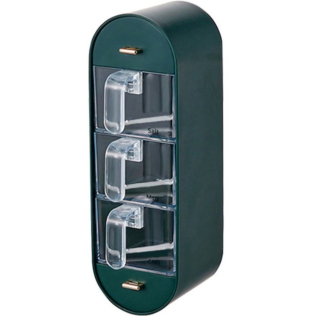 Organizador de especias de pared, sin perforaciones, caja de almacenamiento de condimentos con múltiples rejillas (verde oscuro)