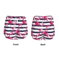 thumbnail image 3 of Yiaed Dark Blue Stripes and Flamingos Print Women's Running Shorts with Liner 3 Zipper Pockets Elastic Workout Athletic Gym Yoga Shorts-Large, 3 of 7
