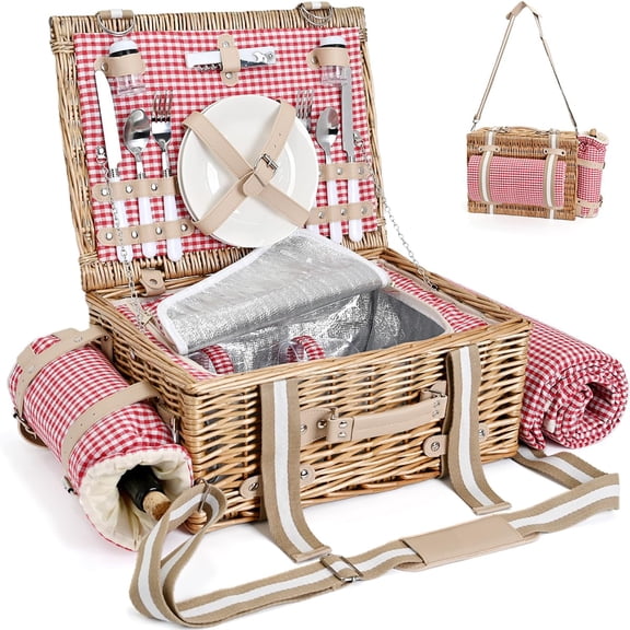 Canasta de picnic SatisInside para 2 personas con forro aislante y manta
