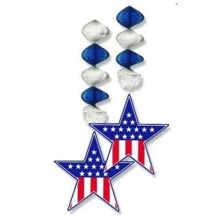 Patriotic American Flag Star Streamers Hangers Danglers Decoration 2 Pack