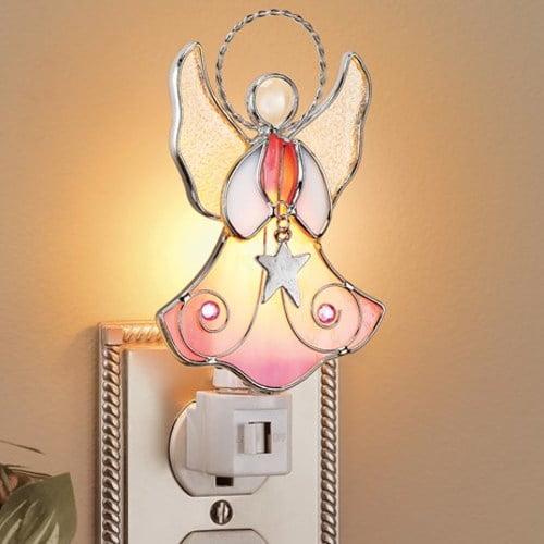 Angel Pink Stained Glass Night Light 