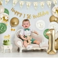 thumbnail image 2 of 1st Birthday Decorations Kit for Boys Girls, Happy Birthday Banner, Latex Confetti Balloons, Happy Birthday Decorations, Sage Green Safari Theme, 2 of 8