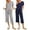 Navy Star / Coffee, variant on Ekouaer 2 Pack: Women's Set Short Sleeve Pj Top Capri Pants - Pajamas Sets Lounge & Sleepwear Set Navy Star/Coffee
