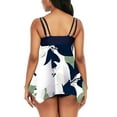 thumbnail image 4 of Tummy Control Swimsuits for Women Leaf Print Bathing Suit Deep V Neck Ring Swimsuit Two Piece Tankni Set with Shorts, 4 of 8