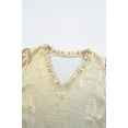 thumbnail image 5 of Solid Metallic V-Neck Puff Sleeve Babydoll Blouse, 5 of 11