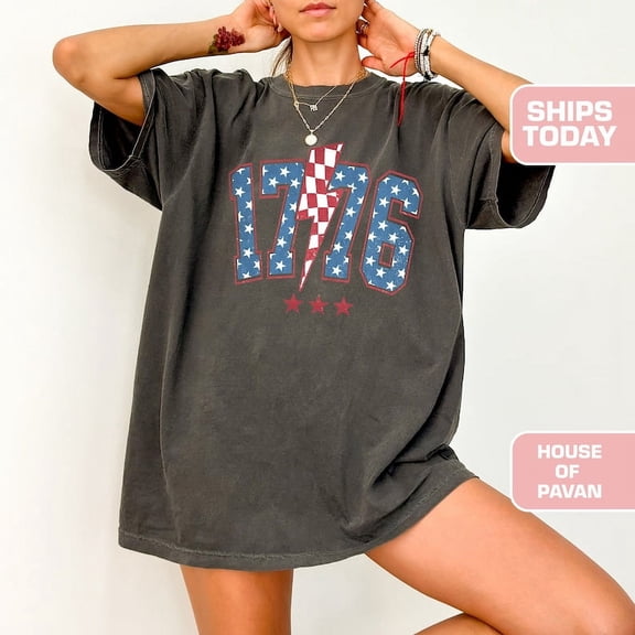 1776 Lighting 4th of July Shirt, USA Patriotic Tee, Summer Shirt, Red White and Blue Tee for Women