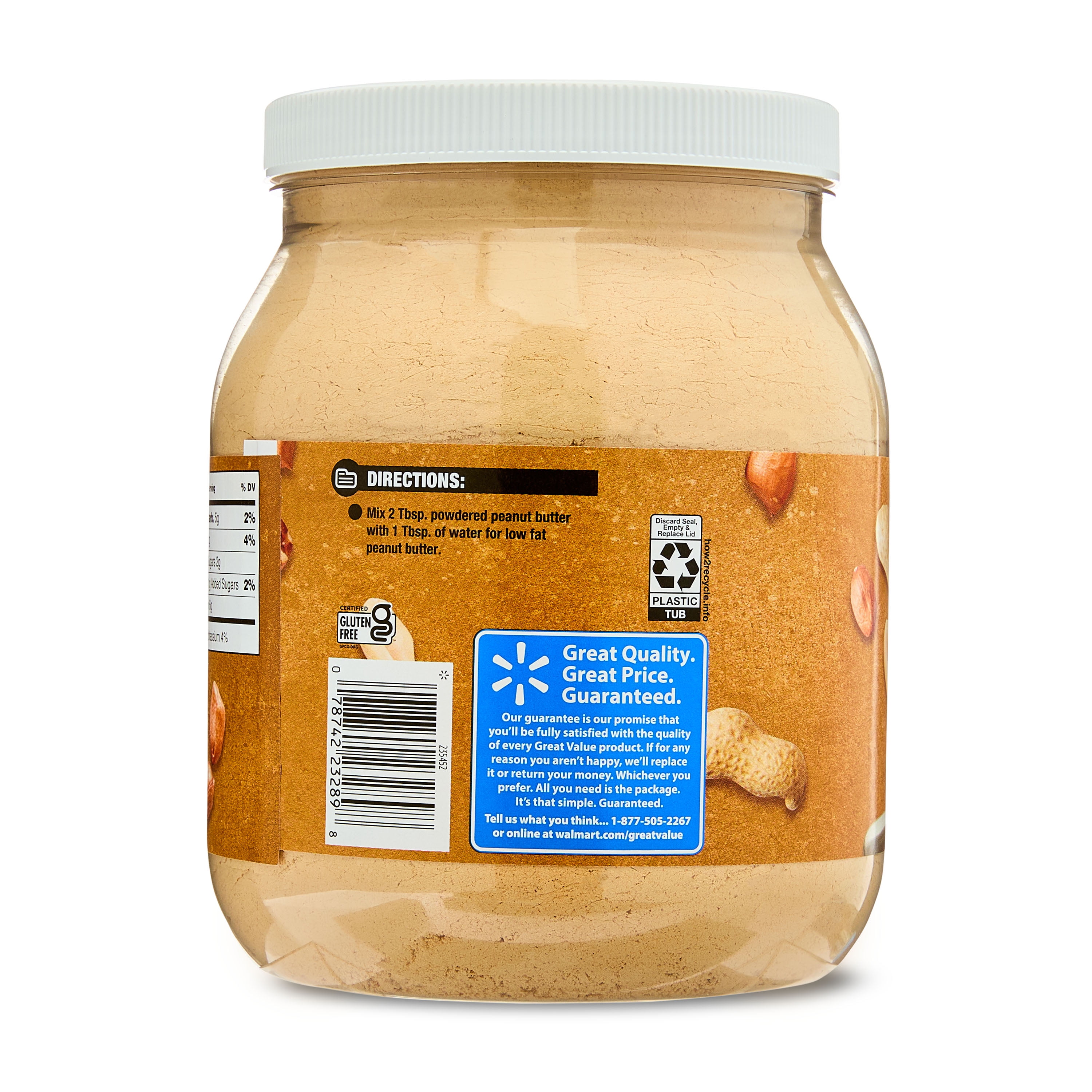 (2 pack) Great Value Powdered Peanut Butter, Gluten-Free, 30 oz