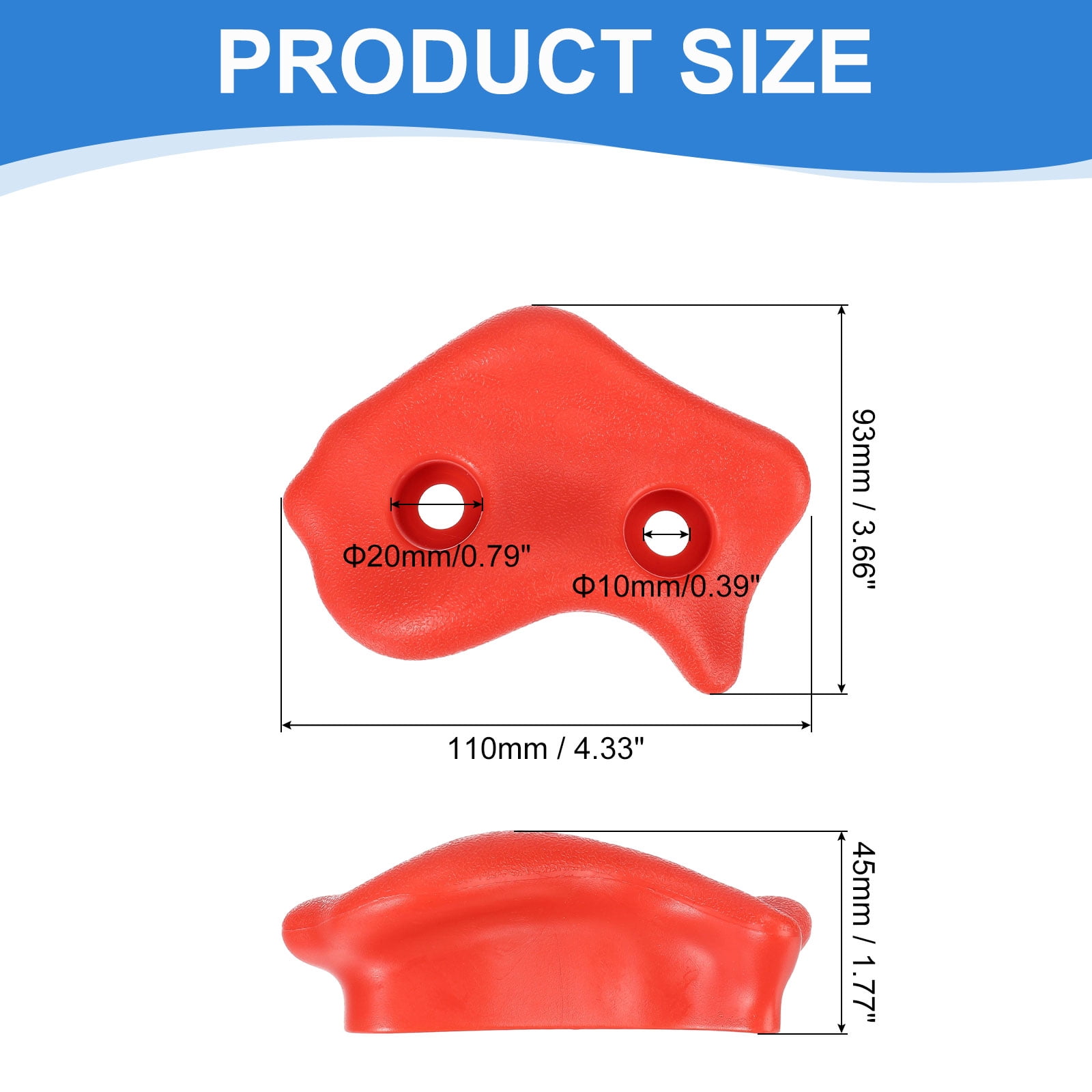 Rock Climbing Holds, 10 Pcs Large Climbing Rock Wall Grips with Double Hole for Playground Accessory, Red-C