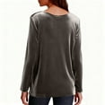 thumbnail image 4 of Velvet Sweatshirt Women V Neck Long Sleeve Casual Pullover Soft Warm Shirts Velvet Tops Fall Outfits for Women Gray L, 4 of 7