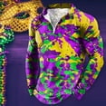 thumbnail image 2 of YM Mardi Gras T-shirt for Men Long Sleeve Quarter Zip Pullover Carnival Celebration Shirts Funny Graphic Print Collared Shirts, 2 of 4
