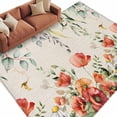 thumbnail image 2 of 5'x8' Area Rugs, Red Poppy Indoor Outdoor Area Rug for Living Room Bedroom, Farmhouse Country Vintage Flower Leaf Plant Washable Bathroom Rugs Kitchen Floor Carpet Mats Home Decor Aesthetic, 2 of 8
