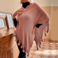 thumbnail image 4 of Weikingp Clearance! Shawl Wraps for Women, Womens Solid Color Frayed Pullover Fringed Shawl Sweater Cape Fashion Coat, Pashmina Shawls And Wraps, White Shawl, Black Shawl Pink, 4 of 5