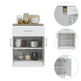 thumbnail image 7 of Knubmt Wood Kitchen Pantry Cabinet with 1 Drawer and 2 Interior Shelves, Perfect for Kitchen, Dining Room, White + Light Brown, 7 of 7