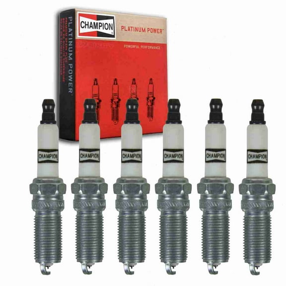 6 pc Champion Platinum Spark Plugs compatible with Ford Transit-250 3.7L V6 2015-2019