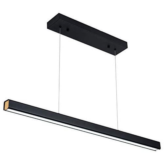 ROYAL PEARL Modern Linear LED Chandelier Contemporary Pool Table Pendant Lighting with Adjustable Hanging Light for Office Dining Room Kitchen Island, Billiard Room,Black