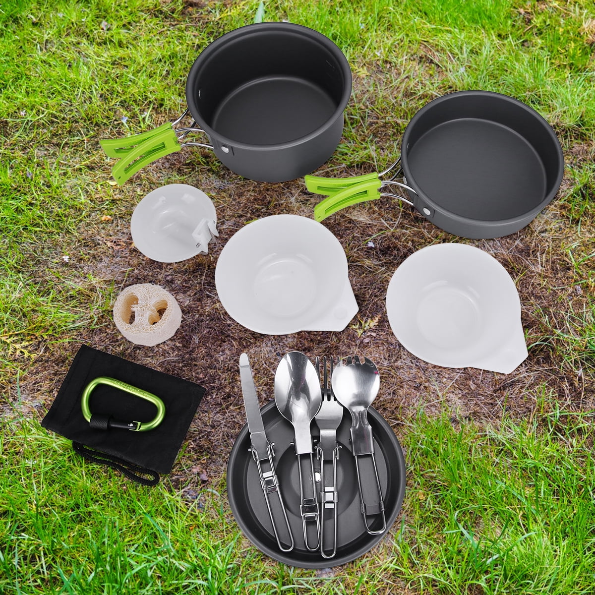 Camping Cookware 15Pcs Backpacking Gear Hiking Outdoors Non Stick Camping Cookware Set 1 2 People Lightweight Compact Durable Pot Pan Bowls Walmart