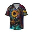 thumbnail image 3 of Goofa Mandala Colorful Printed Men's Casual Short-sleeved Shirt,Lightweight Breathable Button-down,Summer Casual men's top,Versatile Fashion shirt-Large, 3 of 7